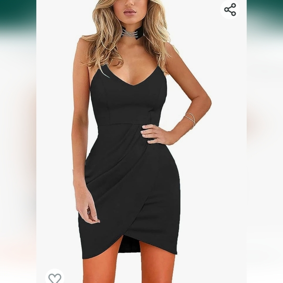 Women's Elegant Spaghetti Straps Deep V Neck Sleeveless Bodycon Party Dress - Picture 2 of 6